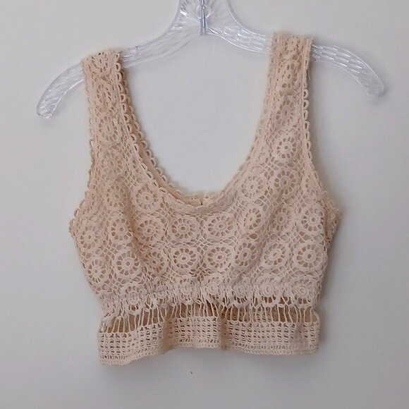 Kimchi Blue Natural 100% Cotton Beautiful Boho Crochet Camisole Tank Top XS - Picture 1 of 9